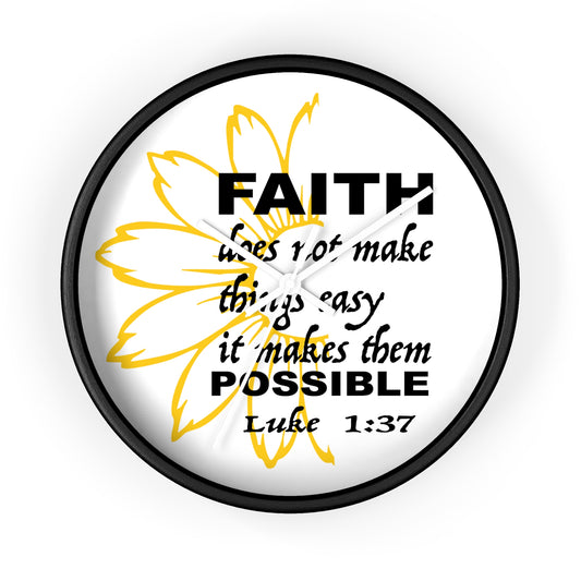 Wall Clock - "Faith makes them Possible" Inspirational Bible Verse Luke 1:37 Decorative Clock