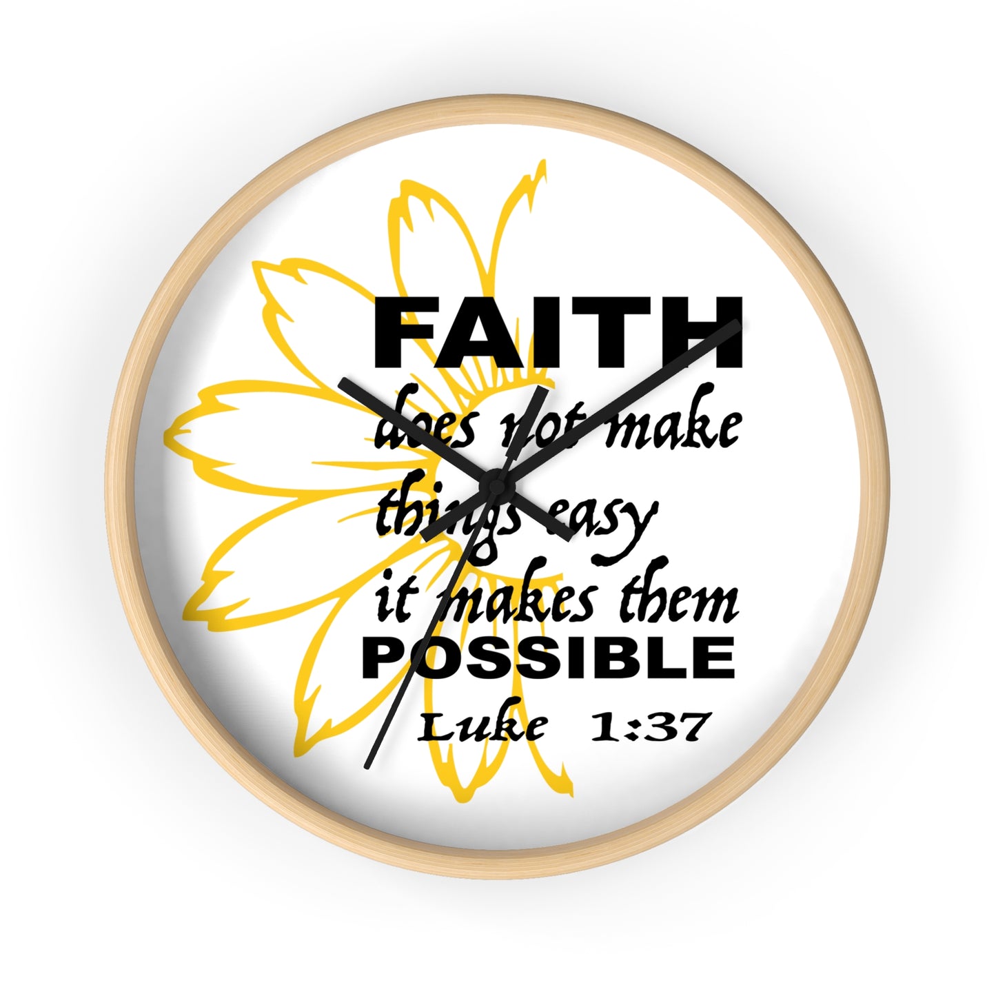 Wall Clock - "Faith makes them Possible" Inspirational Bible Verse Luke 1:37 Decorative Clock