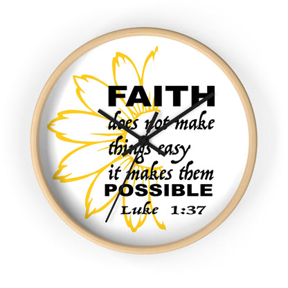 Wall Clock - "Faith makes them Possible" Inspirational Bible Verse Luke 1:37 Decorative Clock