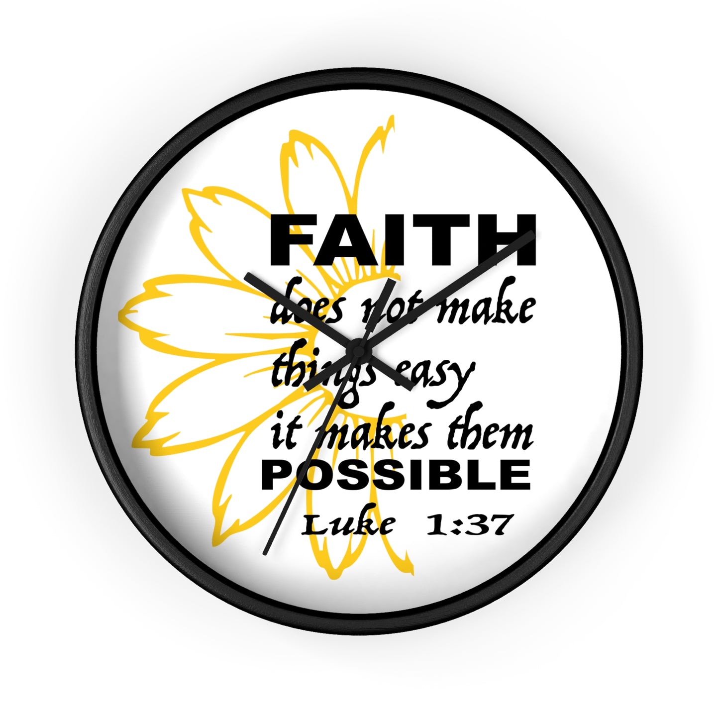 Wall Clock - "Faith makes them Possible" Inspirational Bible Verse Luke 1:37 Decorative Clock