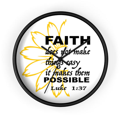 Wall Clock - "Faith makes them Possible" Inspirational Bible Verse Luke 1:37 Decorative Clock