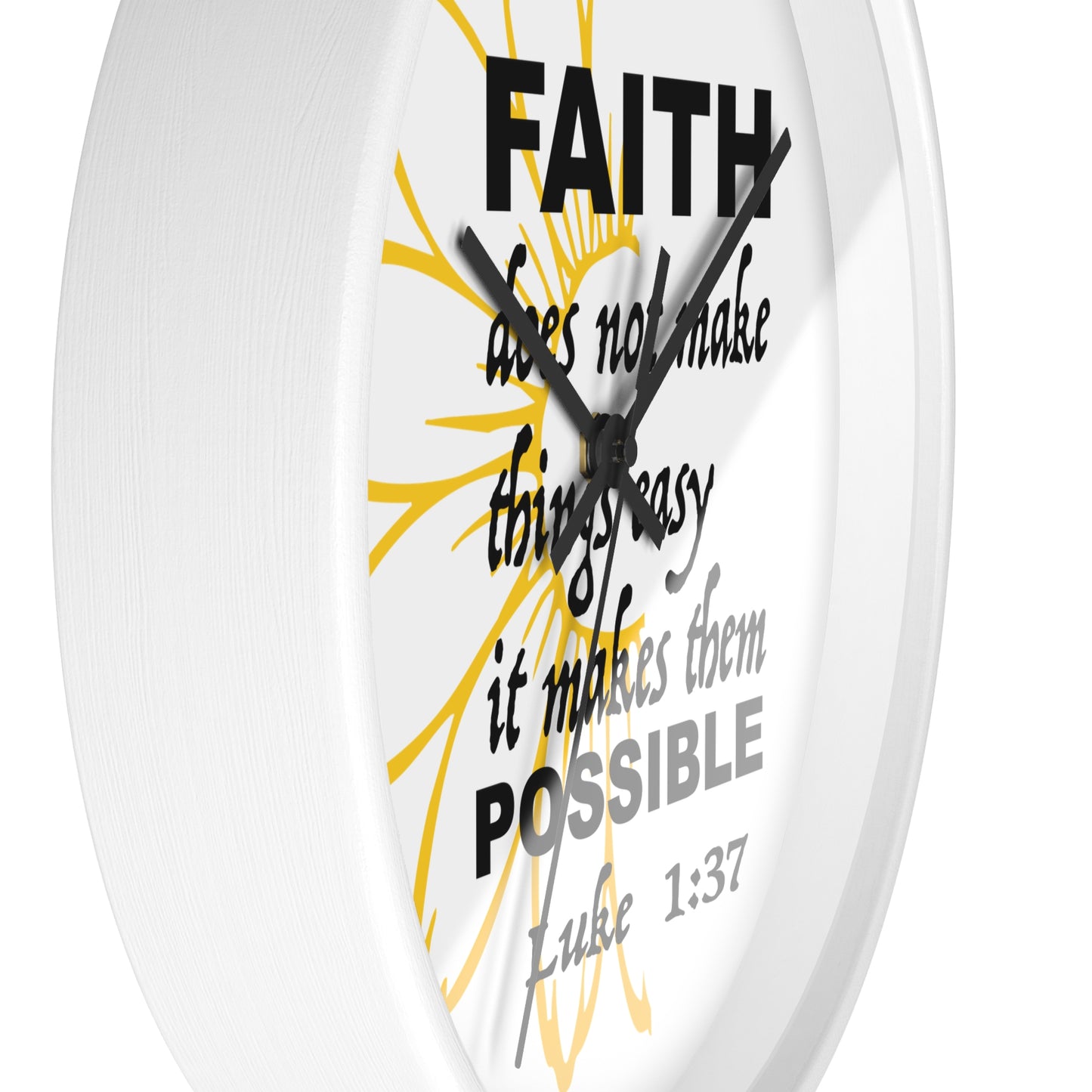 Wall Clock - "Faith makes them Possible" Inspirational Bible Verse Luke 1:37 Decorative Clock