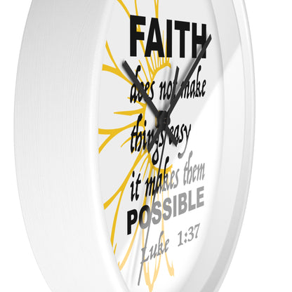 Wall Clock - "Faith makes them Possible" Inspirational Bible Verse Luke 1:37 Decorative Clock