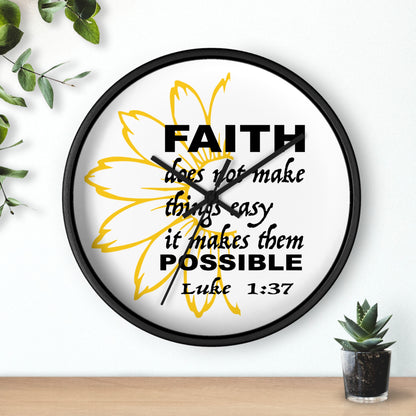 Wall Clock - "Faith makes them Possible" Inspirational Bible Verse Luke 1:37 Decorative Clock
