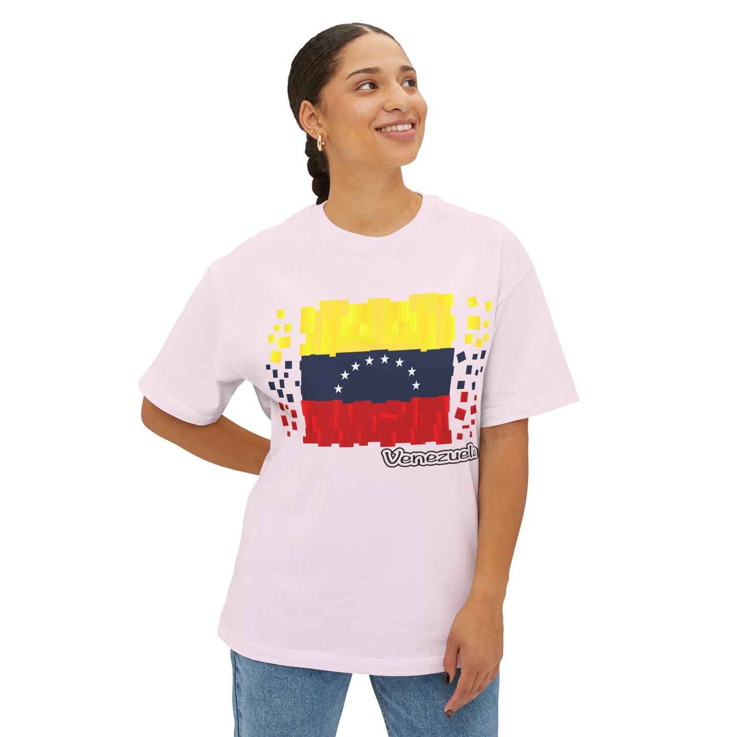 Venezuela Pixel Flag Tee — Oversized Boxy Shirt