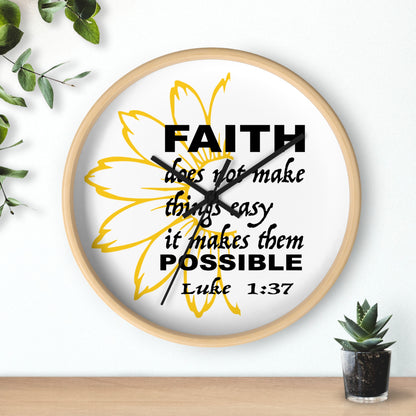 Wall Clock - "Faith makes them Possible" Inspirational Bible Verse Luke 1:37 Decorative Clock
