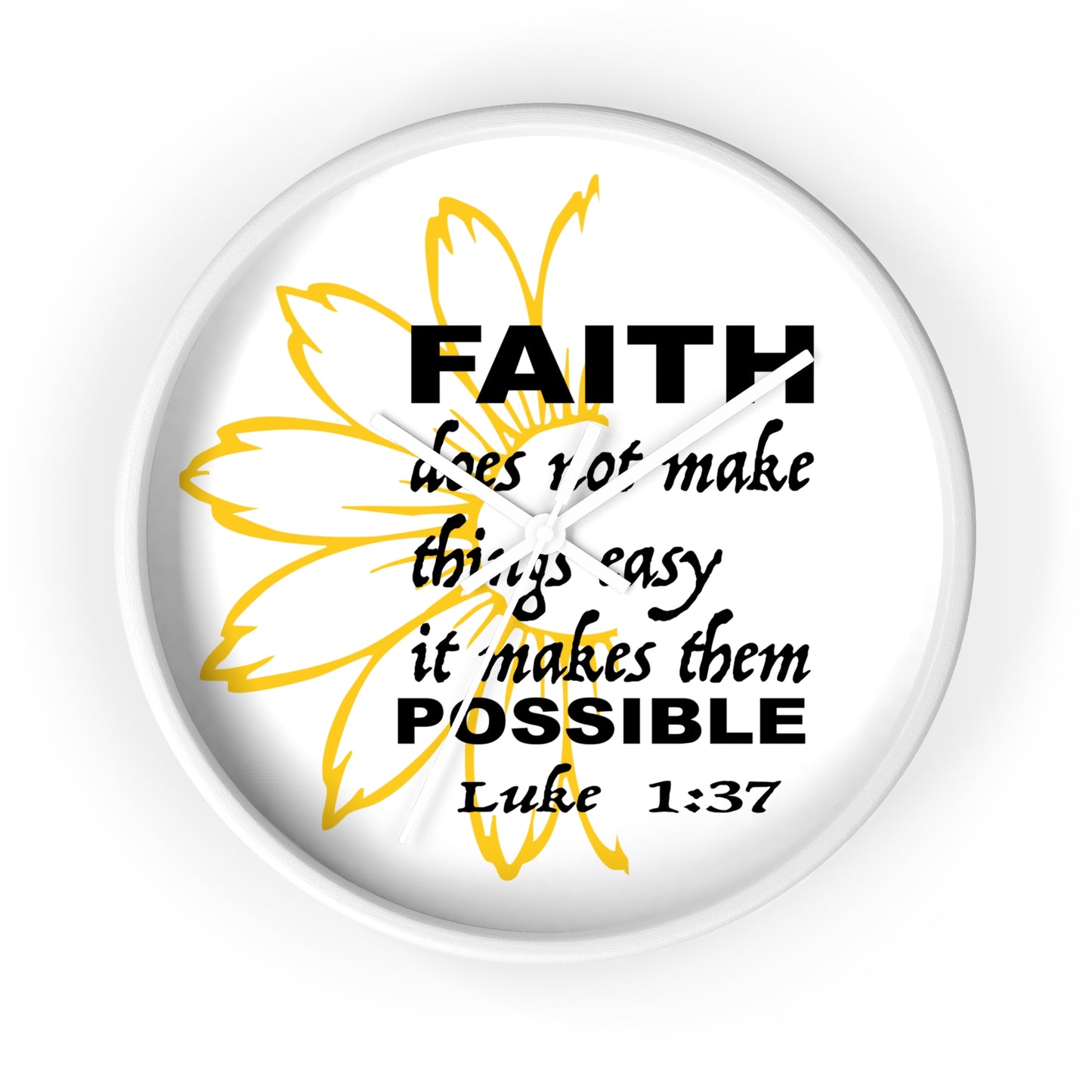 Wall Clock - "Faith makes them Possible" Inspirational Bible Verse Luke 1:37 Decorative Clock