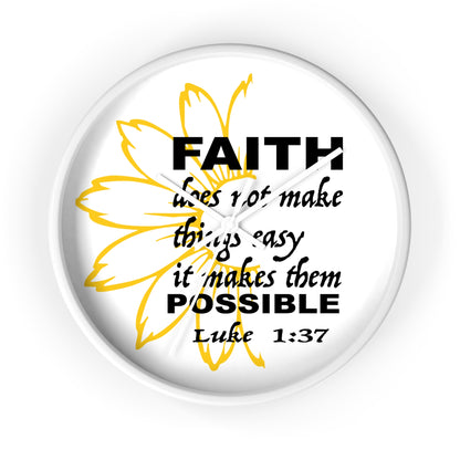 Wall Clock - "Faith makes them Possible" Inspirational Bible Verse Luke 1:37 Decorative Clock