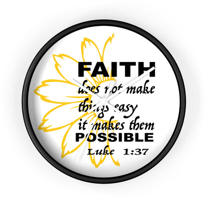 Wall Clock - "Faith makes them Possible" Inspirational Bible Verse Luke 1:37 Decorative Clock