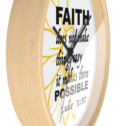 Wall Clock - "Faith makes them Possible" Inspirational Bible Verse Luke 1:37 Decorative Clock