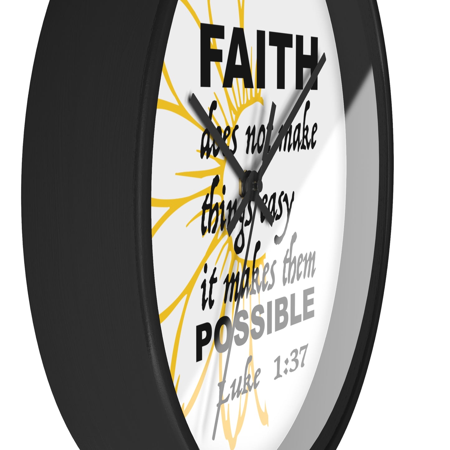 Wall Clock - "Faith makes them Possible" Inspirational Bible Verse Luke 1:37 Decorative Clock