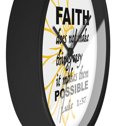 Wall Clock - "Faith makes them Possible" Inspirational Bible Verse Luke 1:37 Decorative Clock